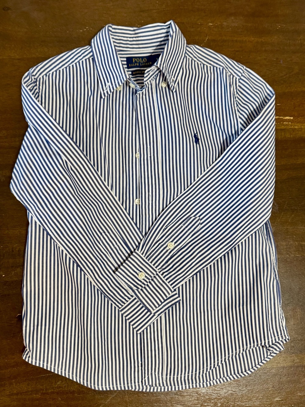 Ralph Lauren Blue & White Striped Button-Down Shirt